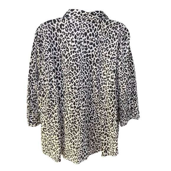 Lane Bryant Button Down Blouse Animal Print Top Plus Size 26 Black White u - Picture 6 of 10
